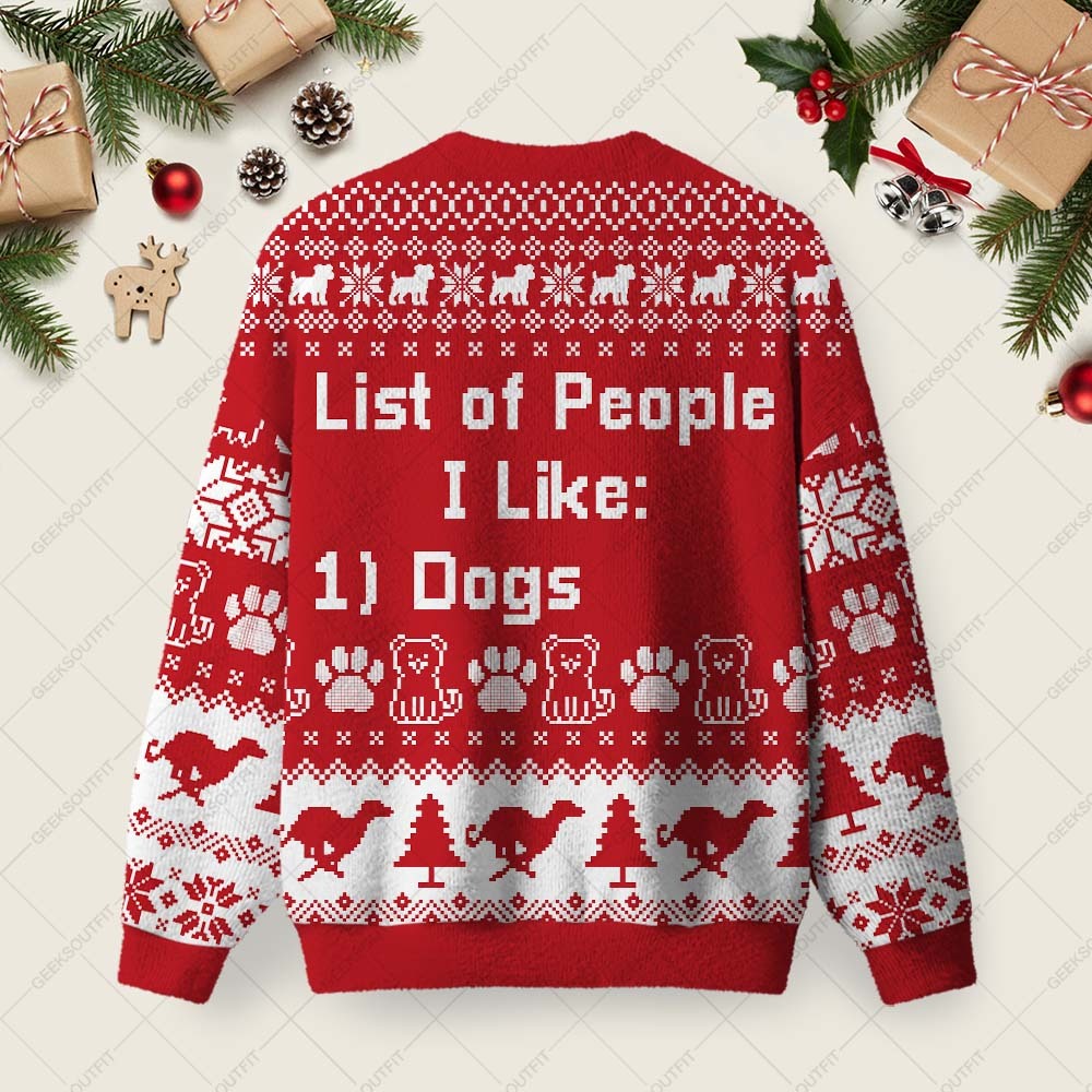 List of People I Like Ugly Christmas Fuzzy Fleece Sweatshirt