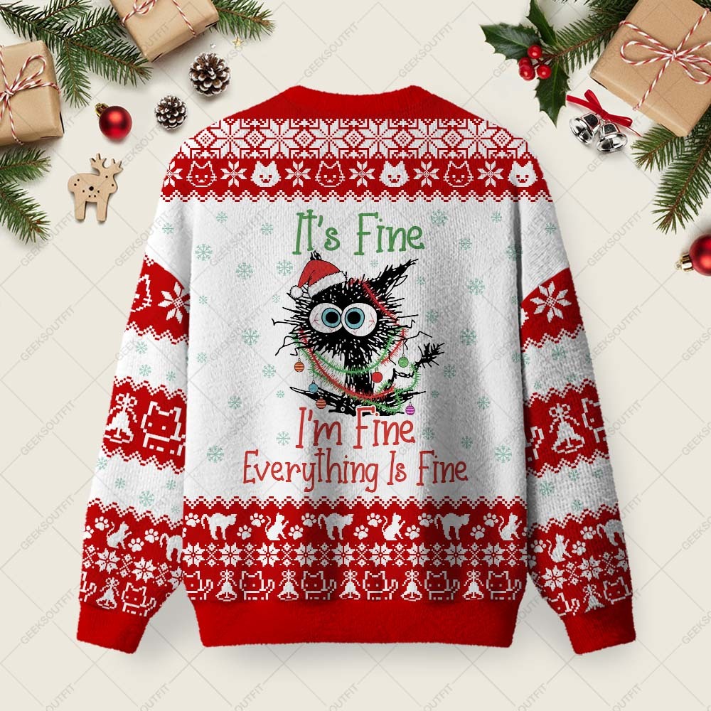 It's Fine Ugly Christmas Fuzzy Fleece Sweatshirt