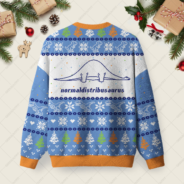Normaldistribusaurus Ugly Christmas Fuzzy Fleece Sweatshirt