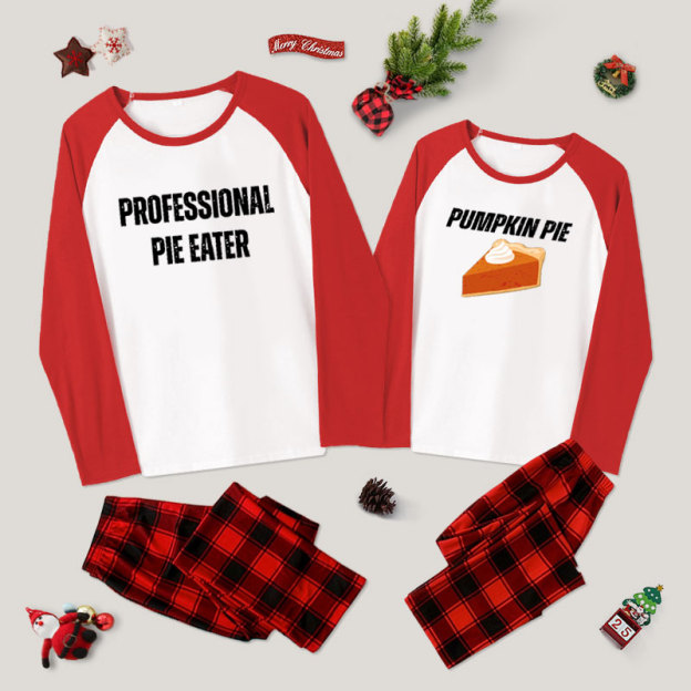 Professional Pie Eater and Pumpkin Pie  Couple Pajama Sets