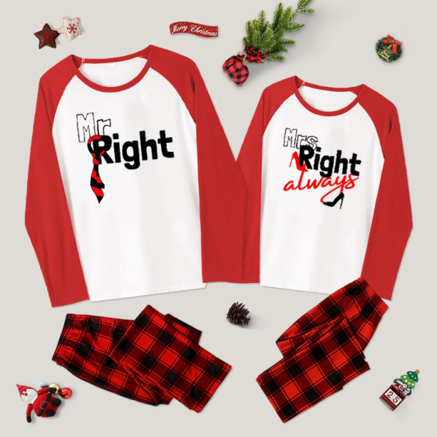 Mr. Right Funny Valentine Couple Pajama Sets