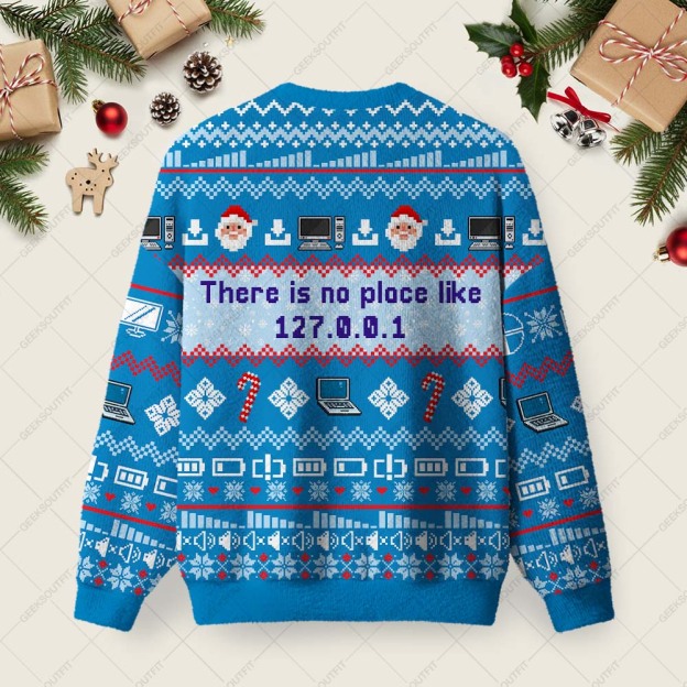 There Is No Place Like Ugly Christmas Fuzzy Fleece Sweatshirt