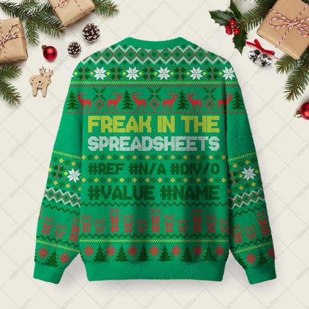 Freak In The Spreadsheets Ugly Christmas Fuzzy Fleece Sweatshirt
