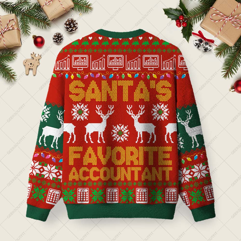 Santa's Favorite Accountant Ugly Christmas Fuzzy Fleece Sweatshirt