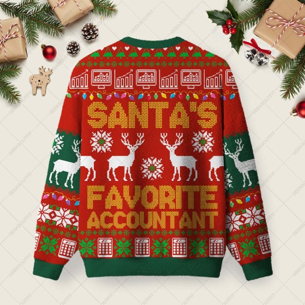 Santa's Favorite Accountant Ugly Christmas Fuzzy Fleece Sweatshirt