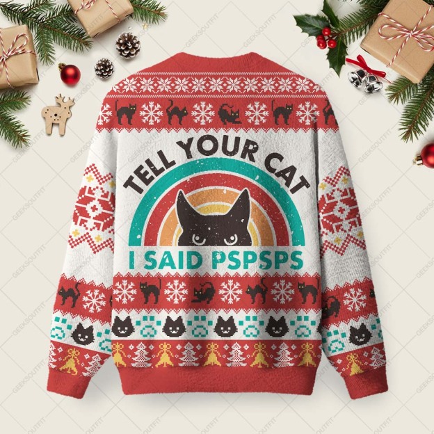 Tell Your Cat Ugly Christmas Fuzzy Fleece Sweatshirt