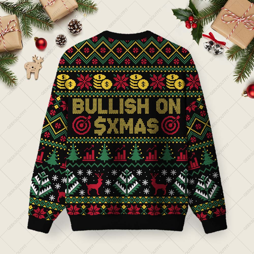 Bullish on Xmas Ugly Christmas Fuzzy Fleece Sweatshirt