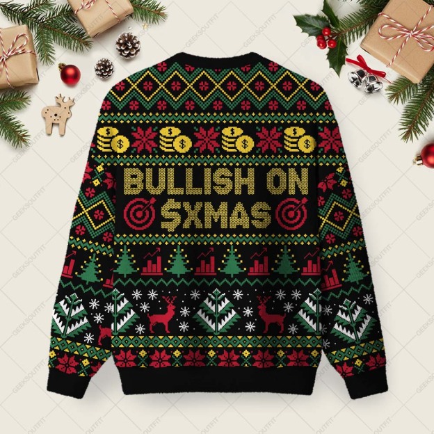 Bullish on Xmas Ugly Christmas Fuzzy Fleece Sweatshirt