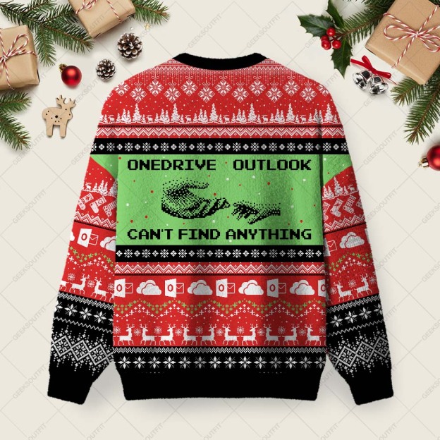 Onedrive Outlook Can't Find Anything Ugly Christmas Fuzzy Fleece Sweatshirt
