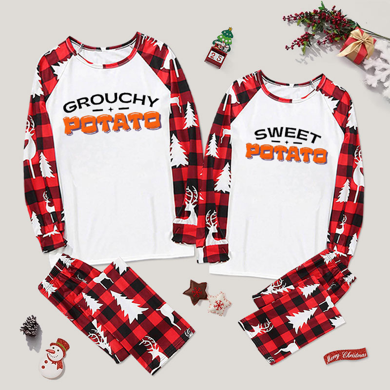 Grouchy Potato Sweet Potato Couple Pajama Sets