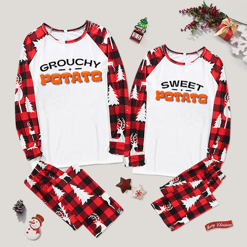 Grouchy Potato Sweet Potato Couple Pajama Sets