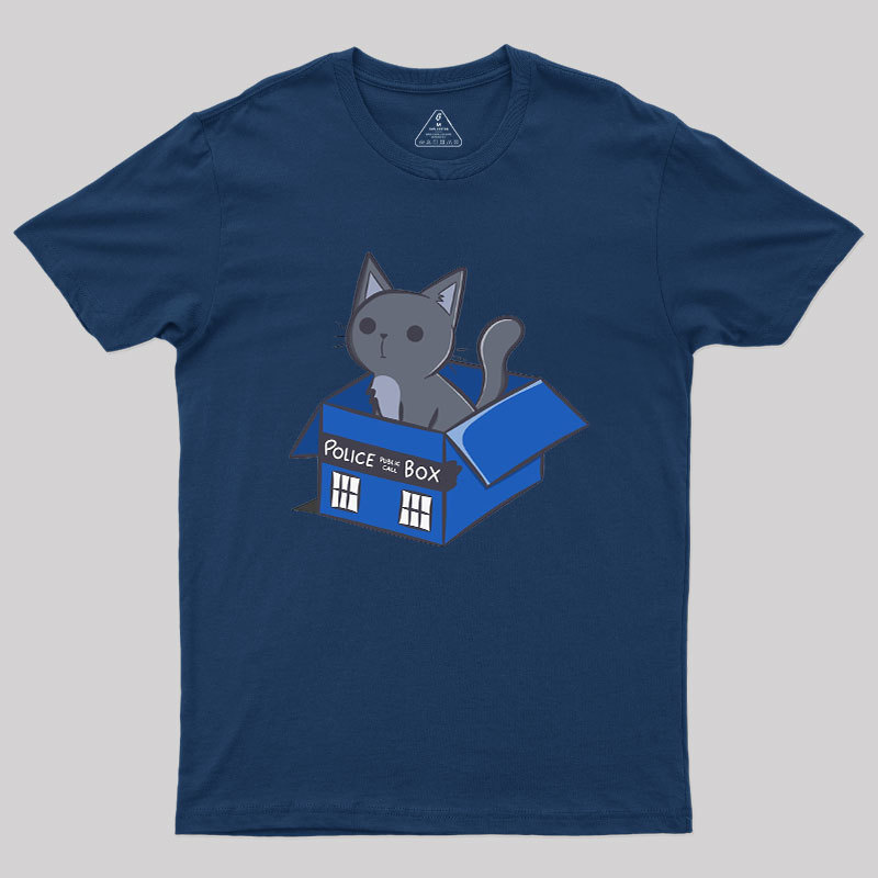 Cat In a Blue Box Geek T-Shirt