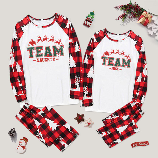 Team Nice And Nuaghty Couple Pajama Sets