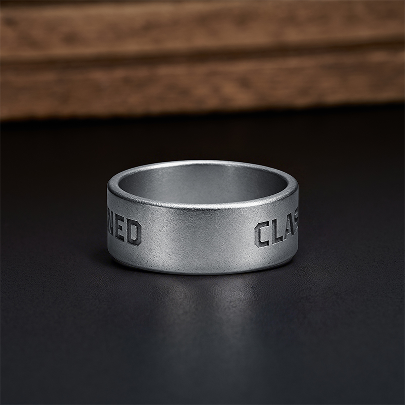 Manual Drive Geek Silver Band Ring