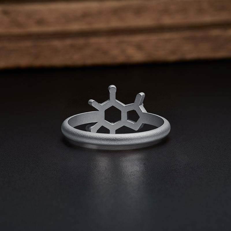 Benzene Geometry Geek Silver Band Ring