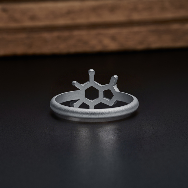 Benzene Geometry Geek Silver Band Ring