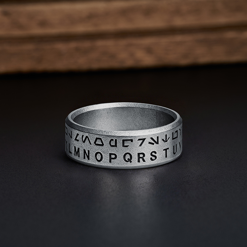 Galactic Cipher Geek Silver Band Ring