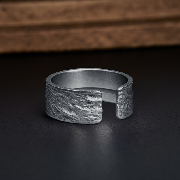 Follow The North Star Geek Silver Band Ring