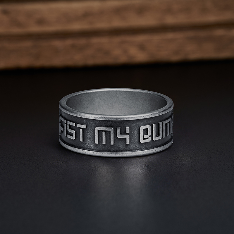 Fist My Bump Geek Silver Band Ring