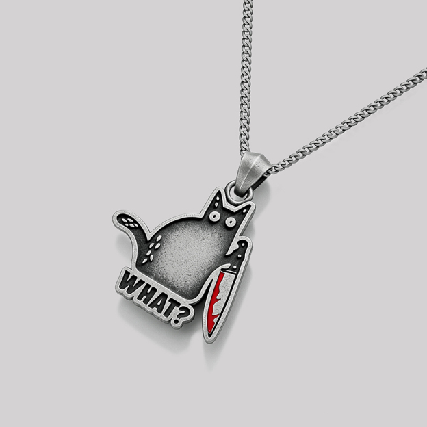 Knife Cat Geek Sculptural Necklace