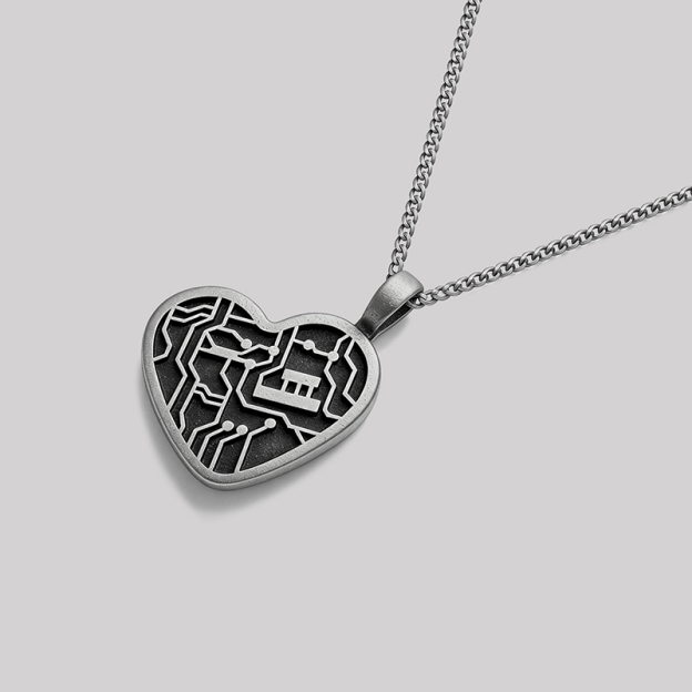 Tech Heart Geek Sculptural Necklace