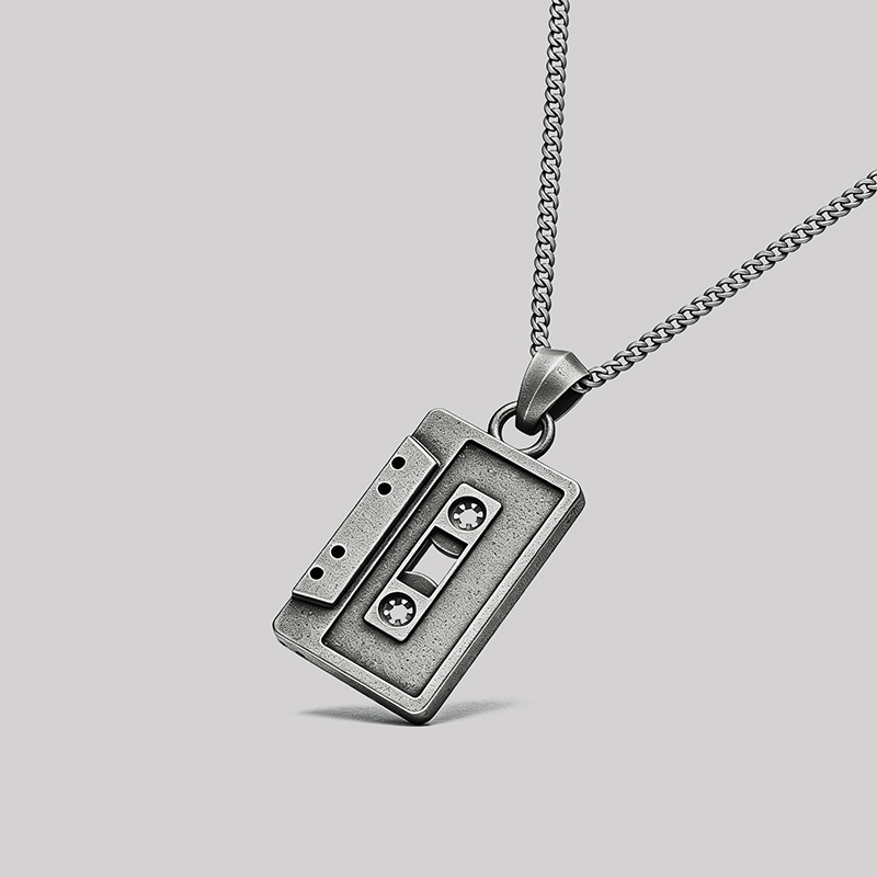 Retro Cassette Geek Sculptural Necklace