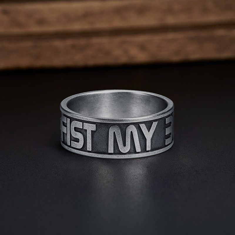 Fist My Bump Geek Silver Band Ring