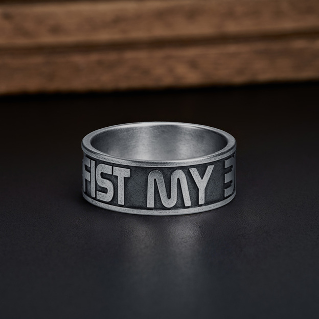 Fist My Bump Geek Silver Band Ring