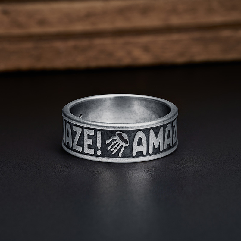 Amaze Bold Geek Silver Band Ring