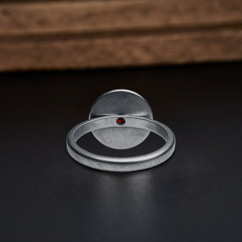 Blue Enamel Mechanical Statement Geek Silver Band Ring