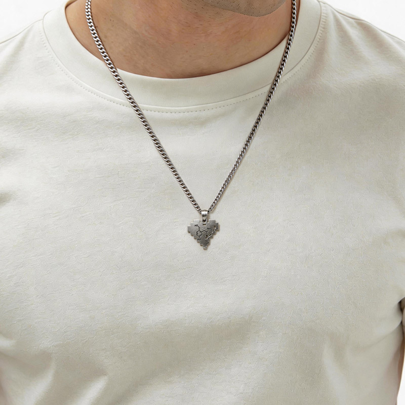Pixel Heart Molecule Geek Sculptural Necklace