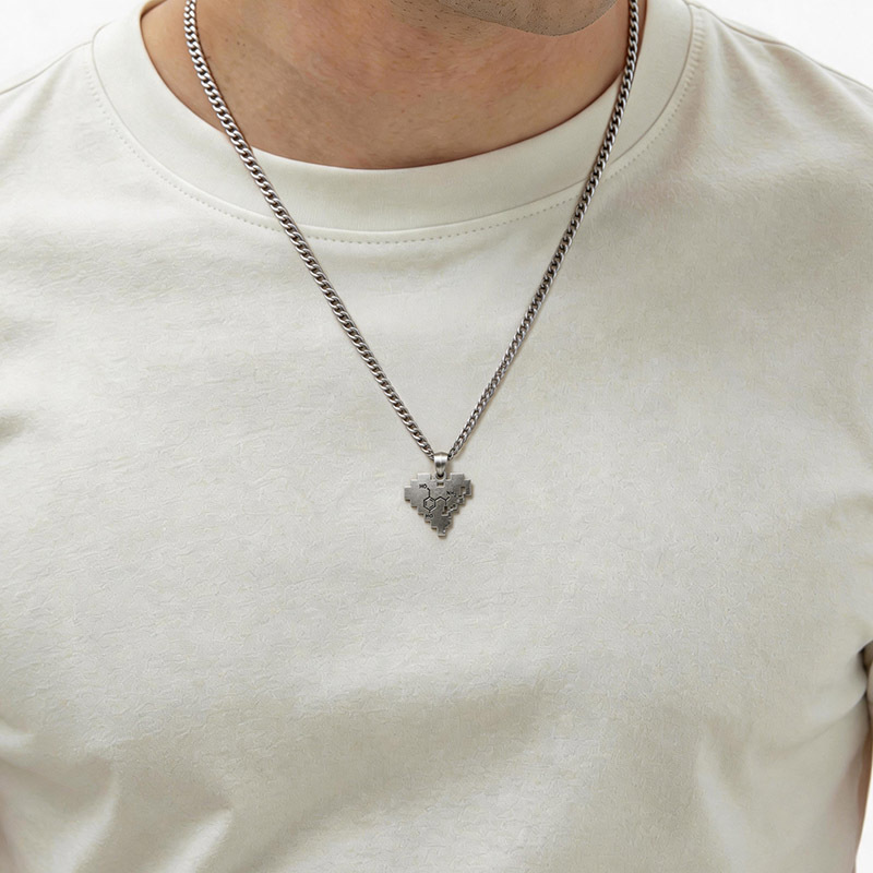 Pixel Heart Molecule Geek Sculptural Necklace