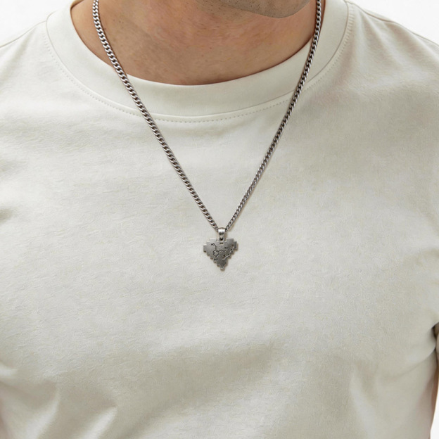 Pixel Heart Molecule Geek Sculptural Necklace