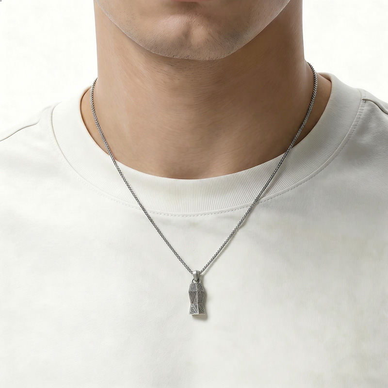 Industrial Line Texture Pendant Geek Sculptural Necklace