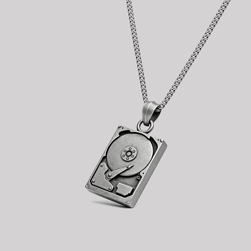 Hard Drive Geek Sculptural Necklace