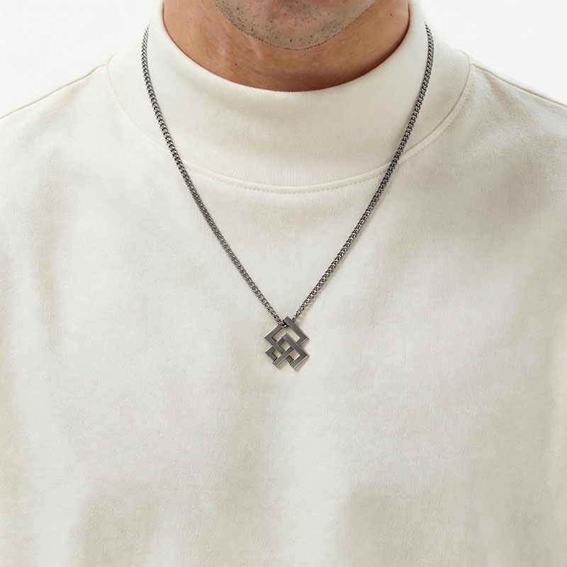 Steel Interlock Geek Sculptural Necklace