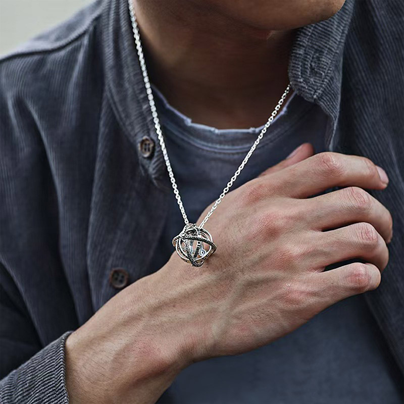 Armillary Sphere Geek Sculptural Necklace