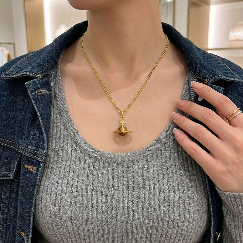 Saturn Orb Geek Sculptural Necklace