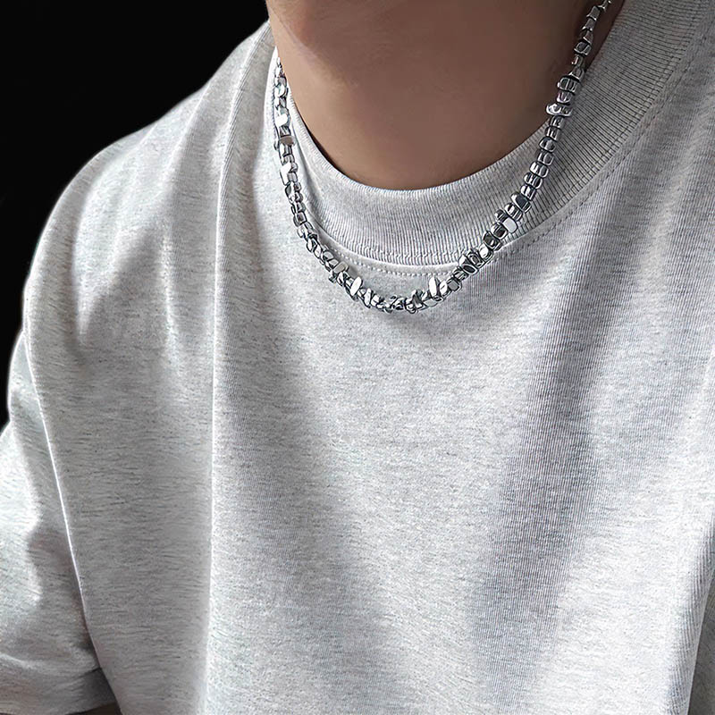 Segmented Metal Geek Sculptural Necklace