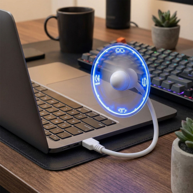 USB Flexible LED Clock Fan