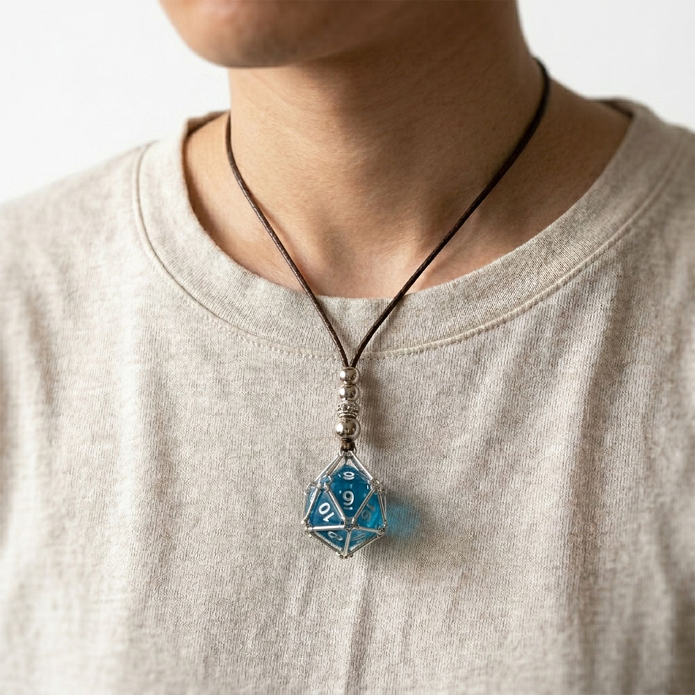 Removable D20 Dice Cage Necklace