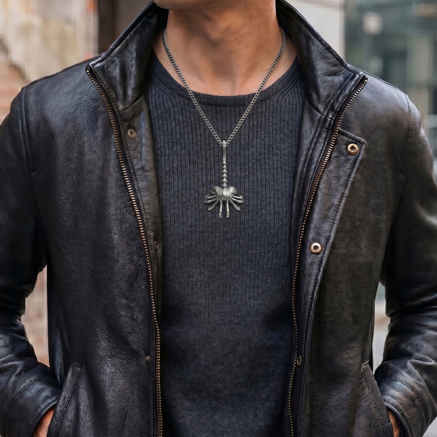 Retro Sci-Fi Face Creeper Geek Sculptural Necklace