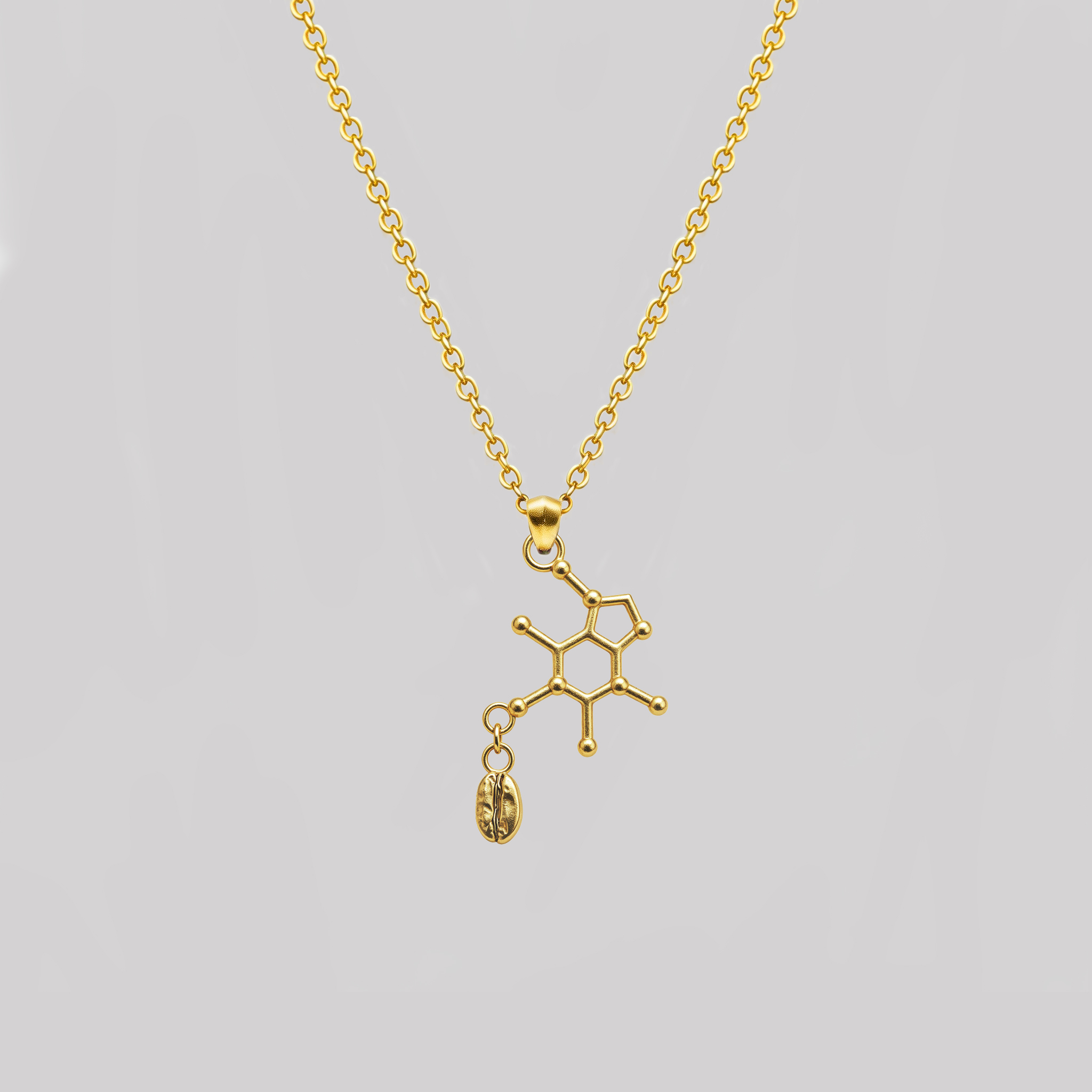Code Fuel Caffeine Molecule Geek Sculptural Necklace