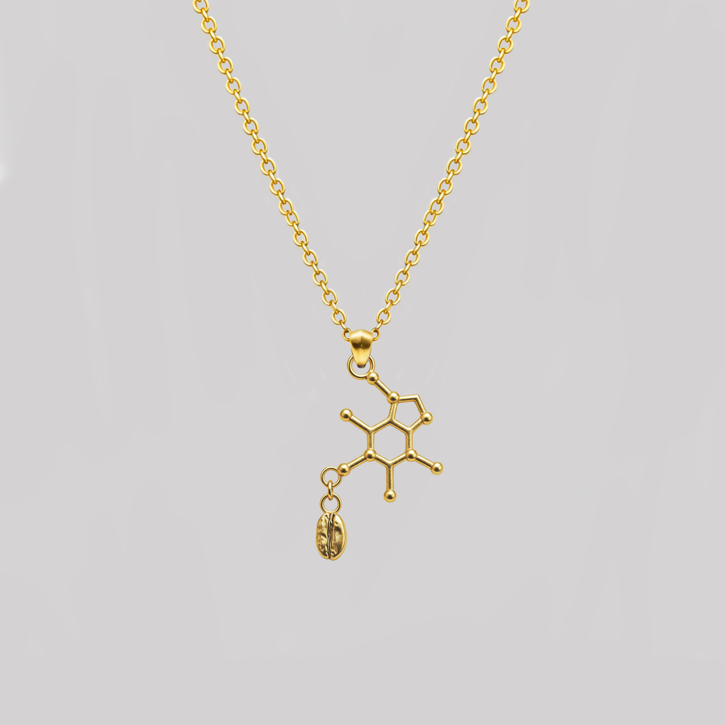 Code Fuel Caffeine Molecule Geek Sculptural Necklace