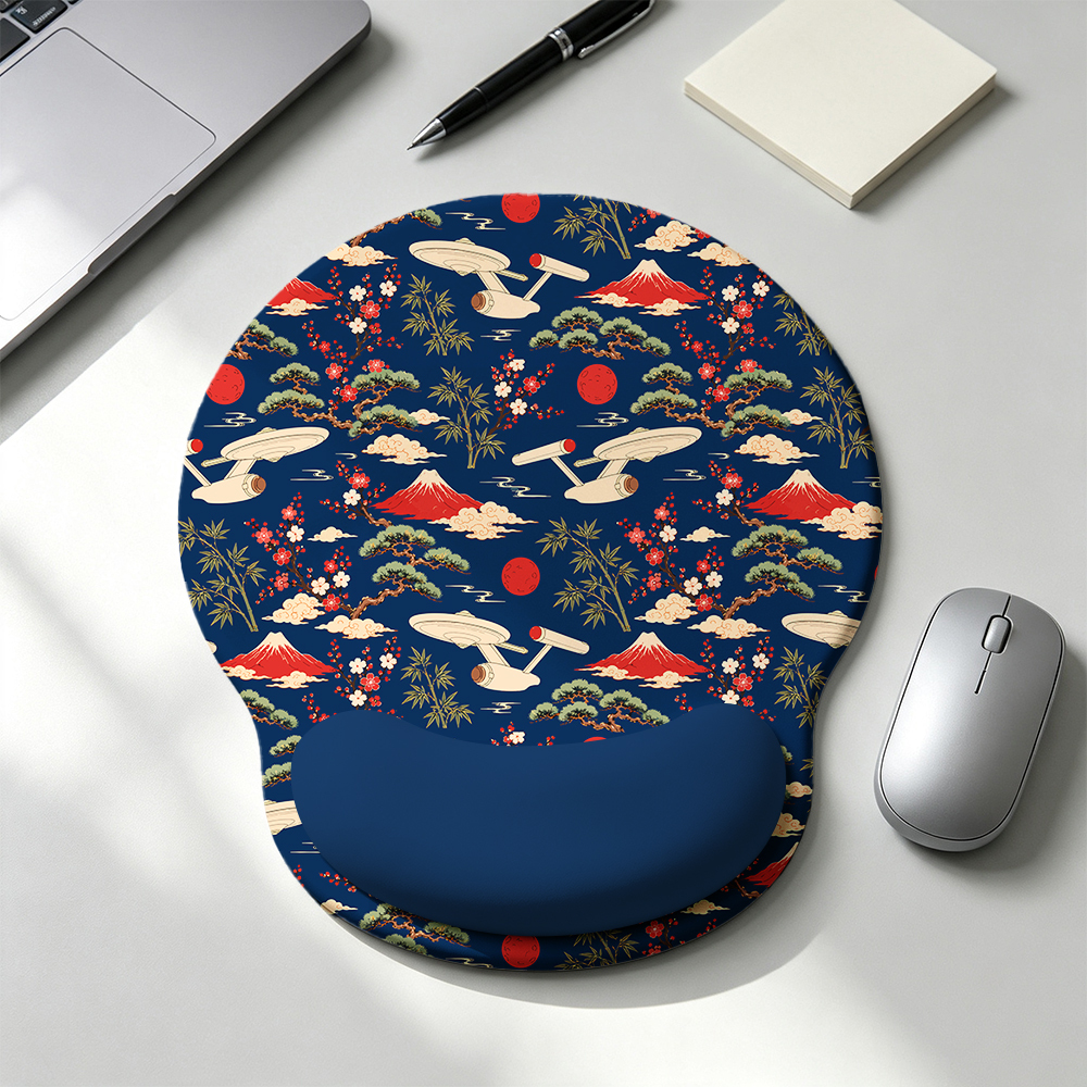 Sci-Fi Spaceship Ukiyo-e Style Geek Ergonomic Mouse Pad