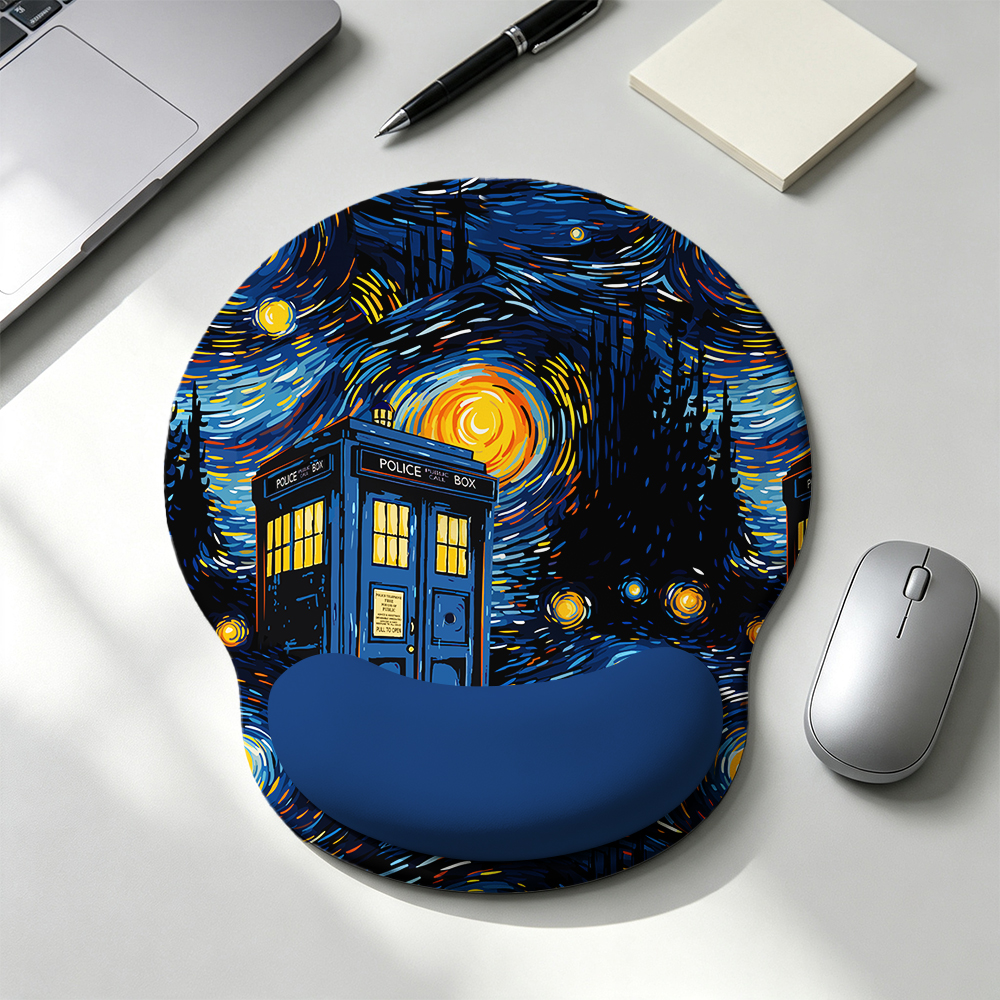 Starry Night Phone Booth Geek Ergonomic Mouse Pad
