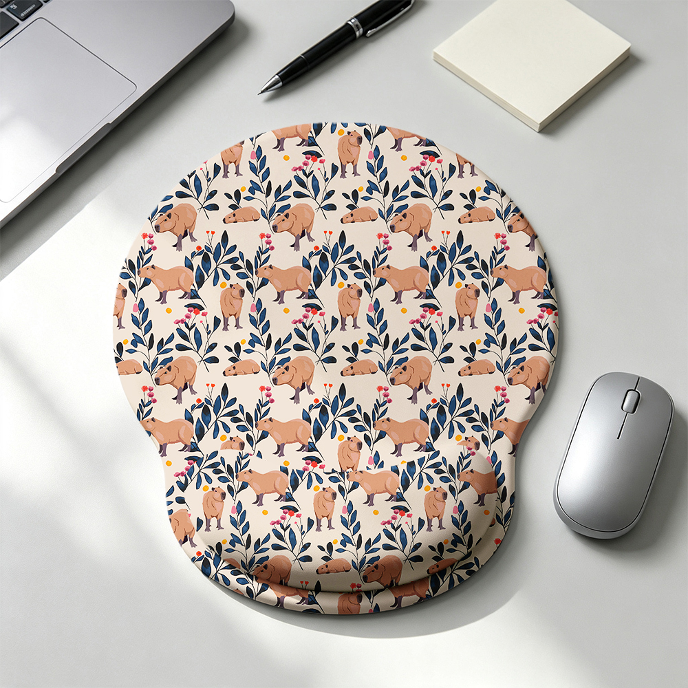 Capybara And Plants Geek Ergonomic Mouse Pad