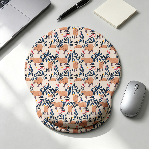 Capybara And Plants Geek Ergonomic Mouse Pad