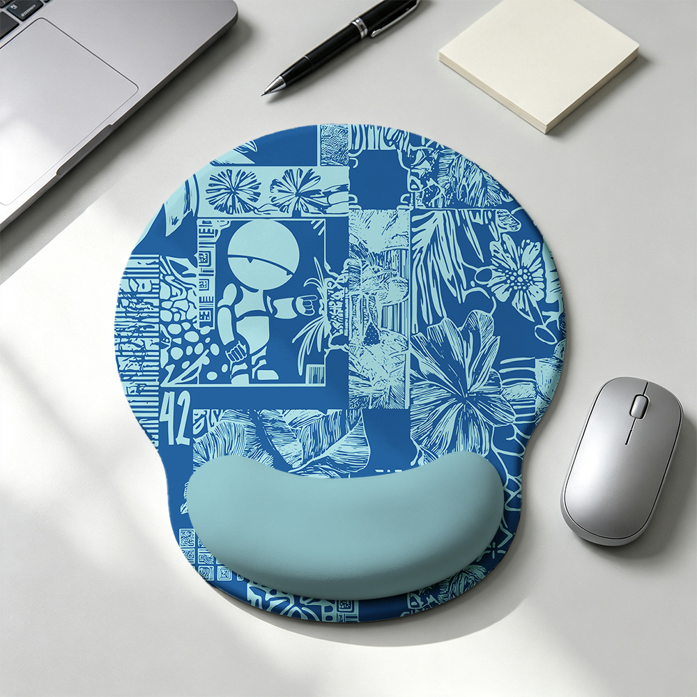 Don't Panic Blue Geek Ergonomic Mouse Pad