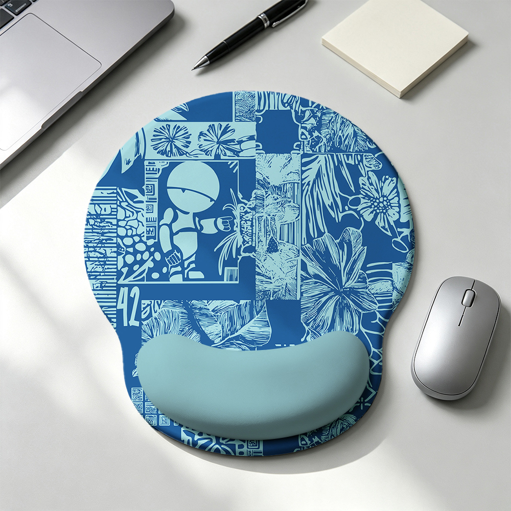 Don't Panic Blue Geek Ergonomic Mouse Pad